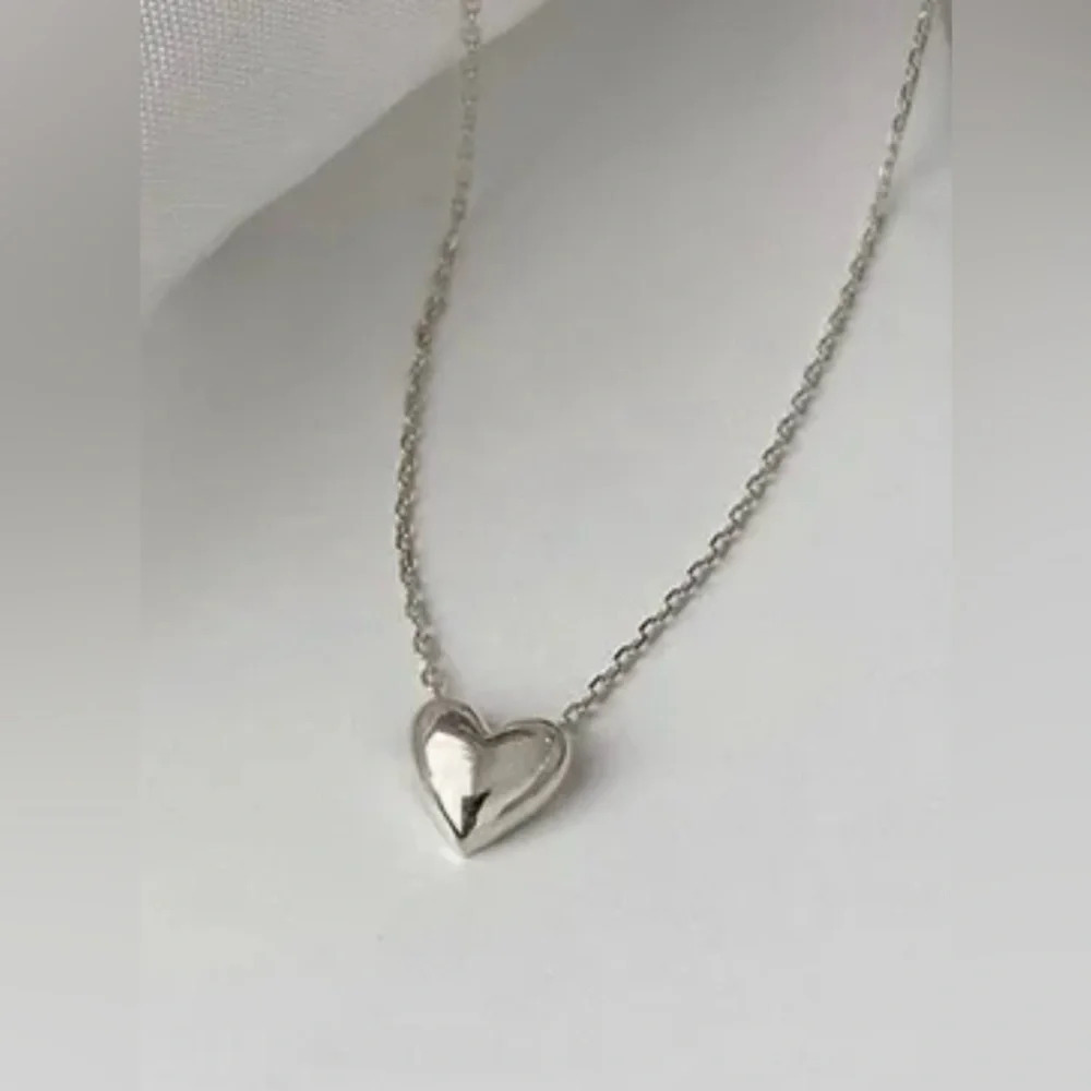 925 Sterling Silver 14k Gold Necklace Heart Shape pendant - Picture 5 of 12